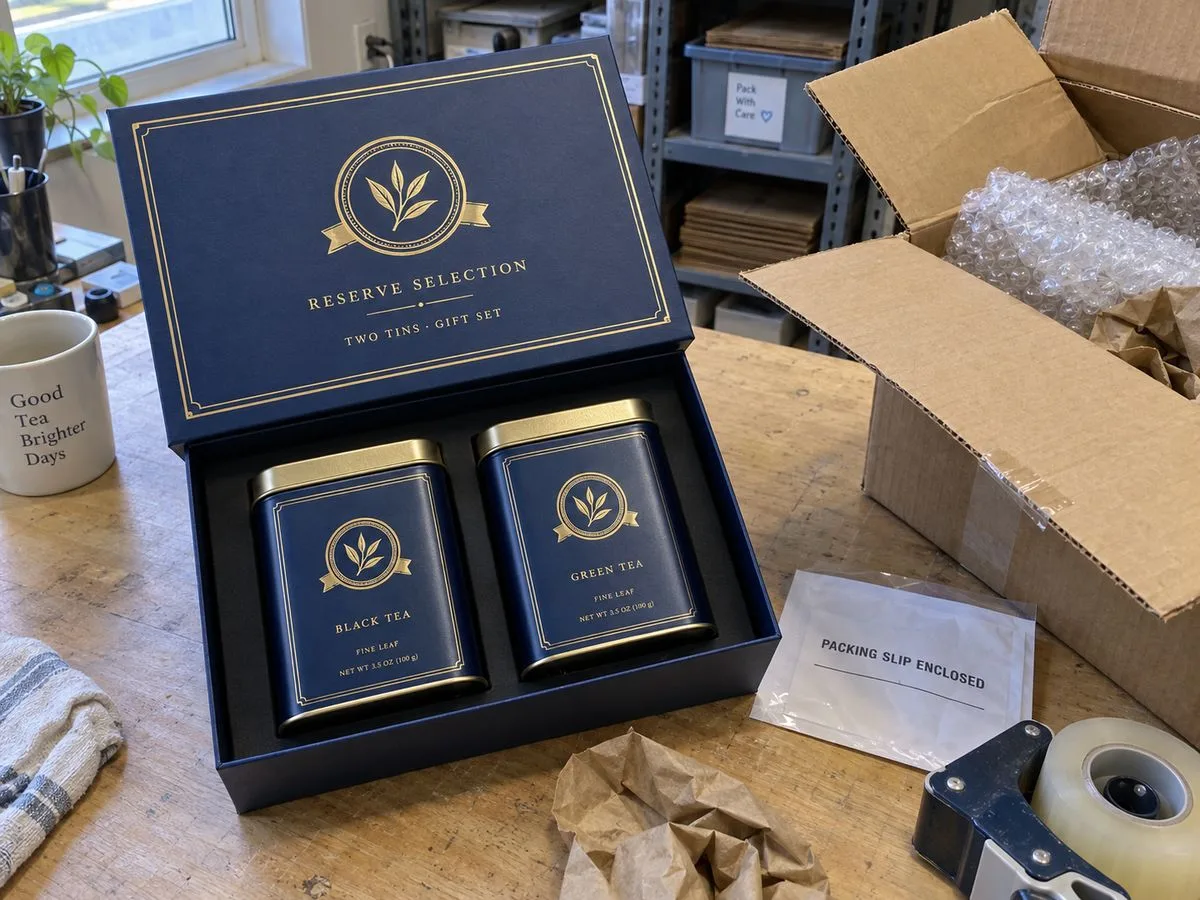 Tea gift box labels transit