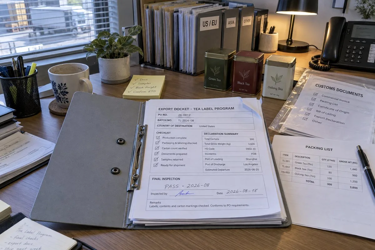 Tea label export documents