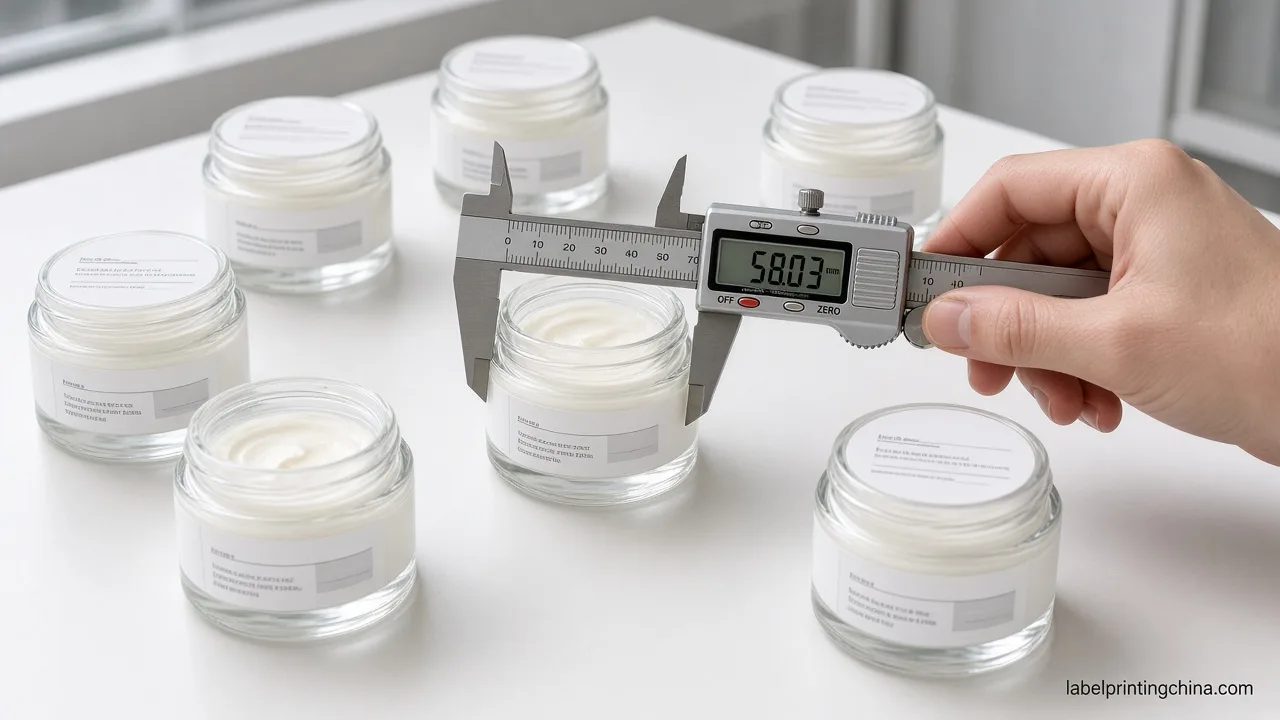 Technician Measures Cream Jar For Label Fit
