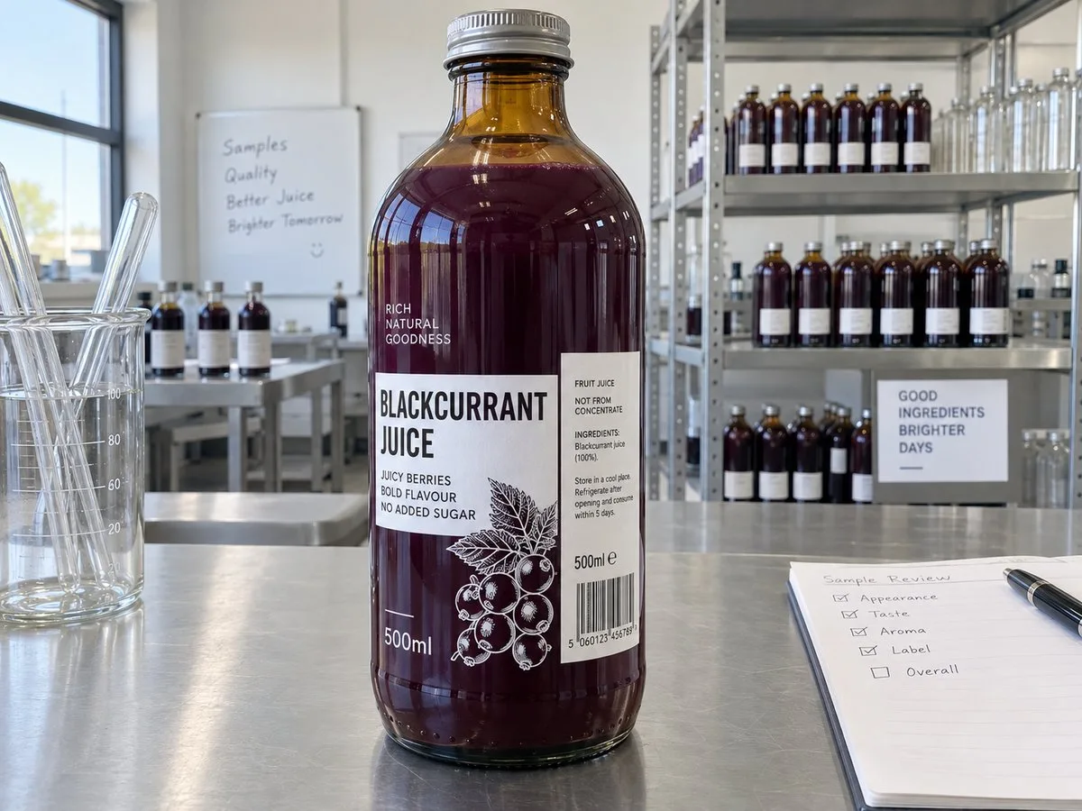 White ink underprint dark juice bottle label
