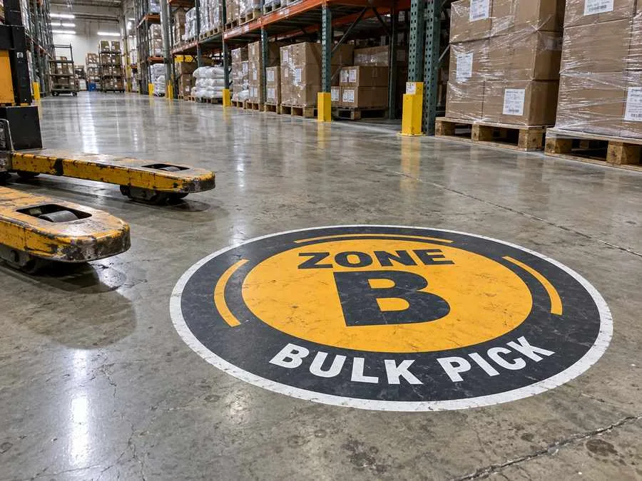 Aisle zone floor decal marker