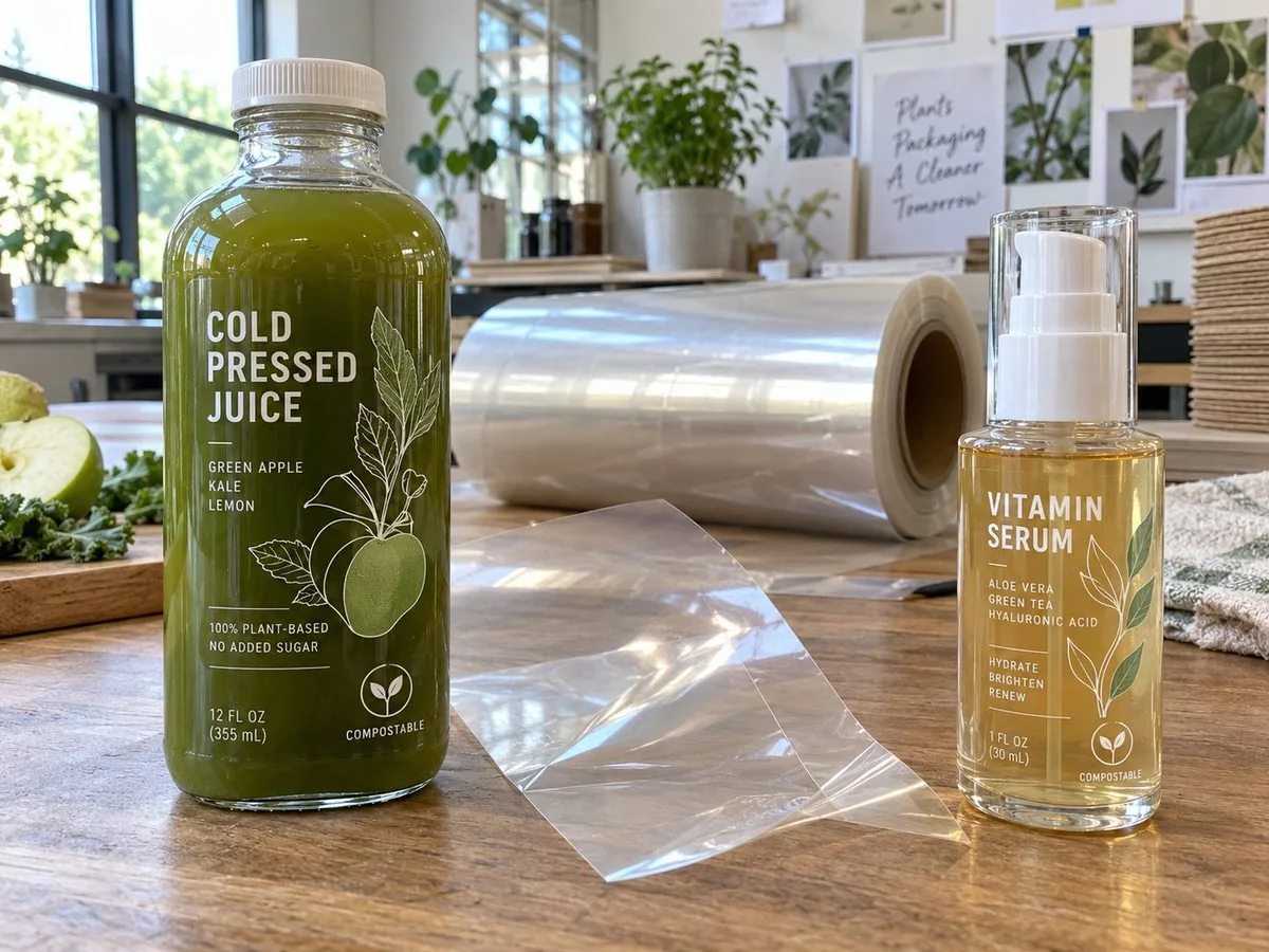 Bio based film compostable labels clear pla