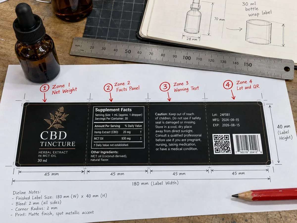 CBD label panel zone layout