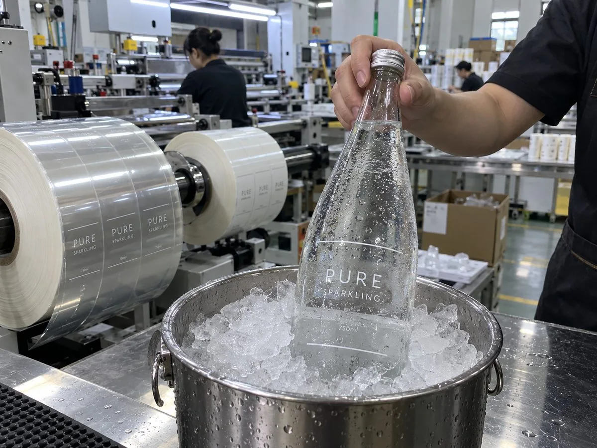 clear BOPP no label bottle ice bath test