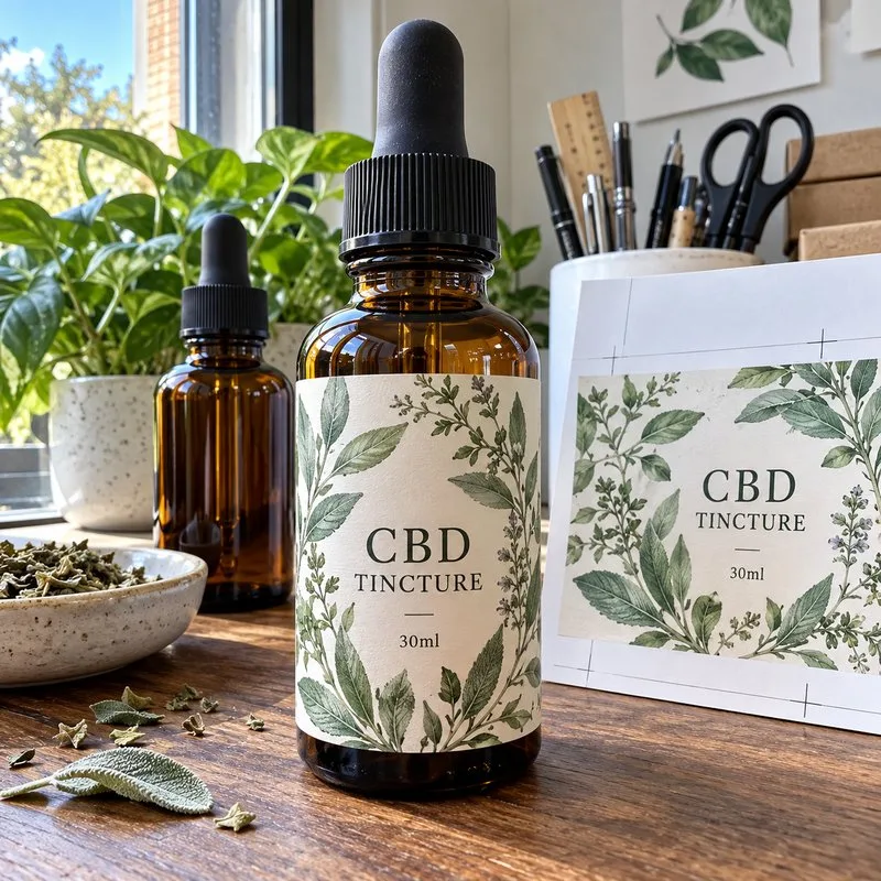 Custom cannabis tincture dropper label wrap
