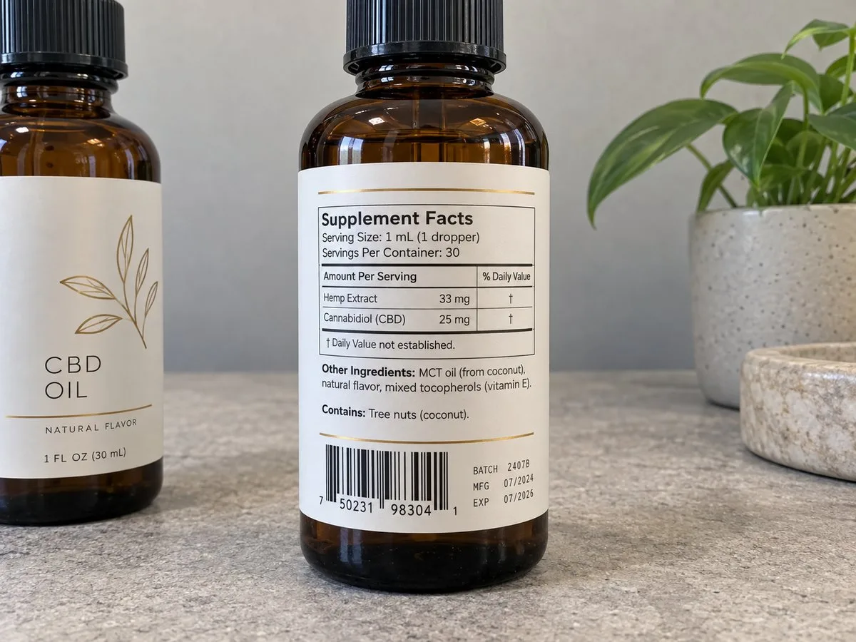 Custom CBD bottle label back panel