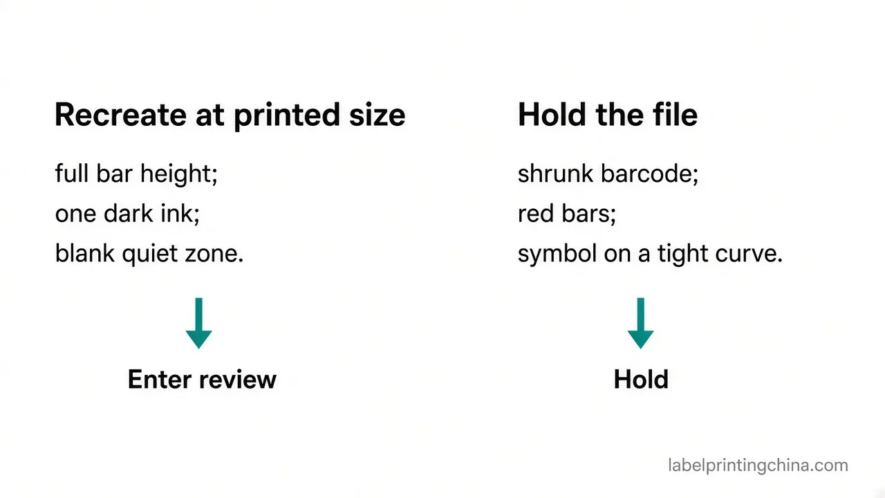 Decision map of recreating barcode art versus shrinking the file