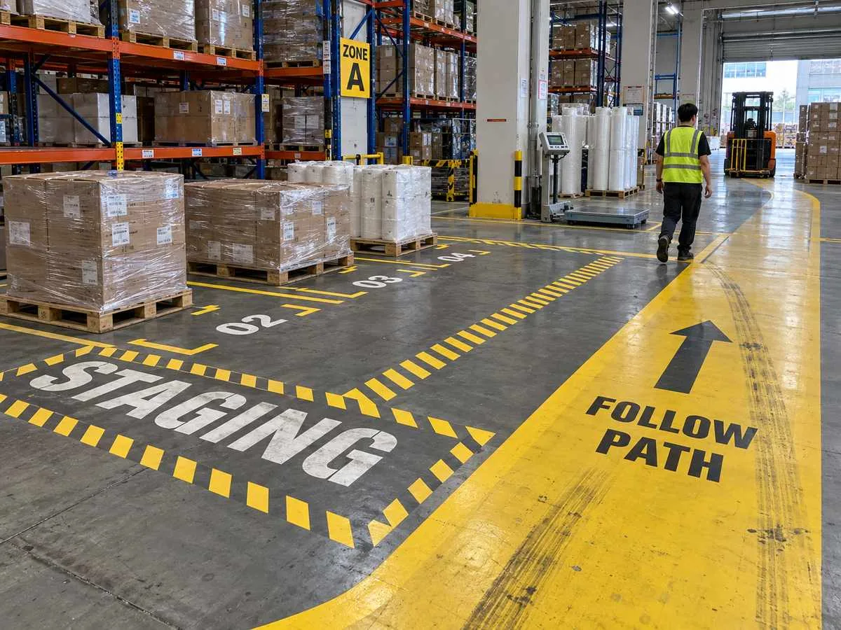 Factory zone marking floor decals