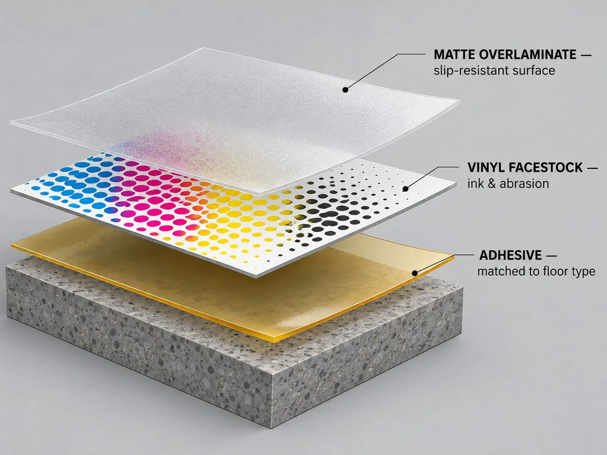 Floor decal three layer construction diagram