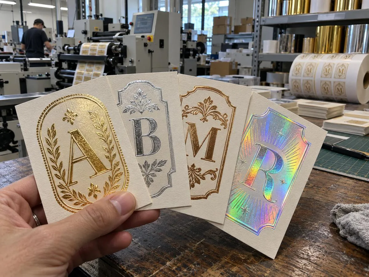 gold silver bronze foil label swatch pack