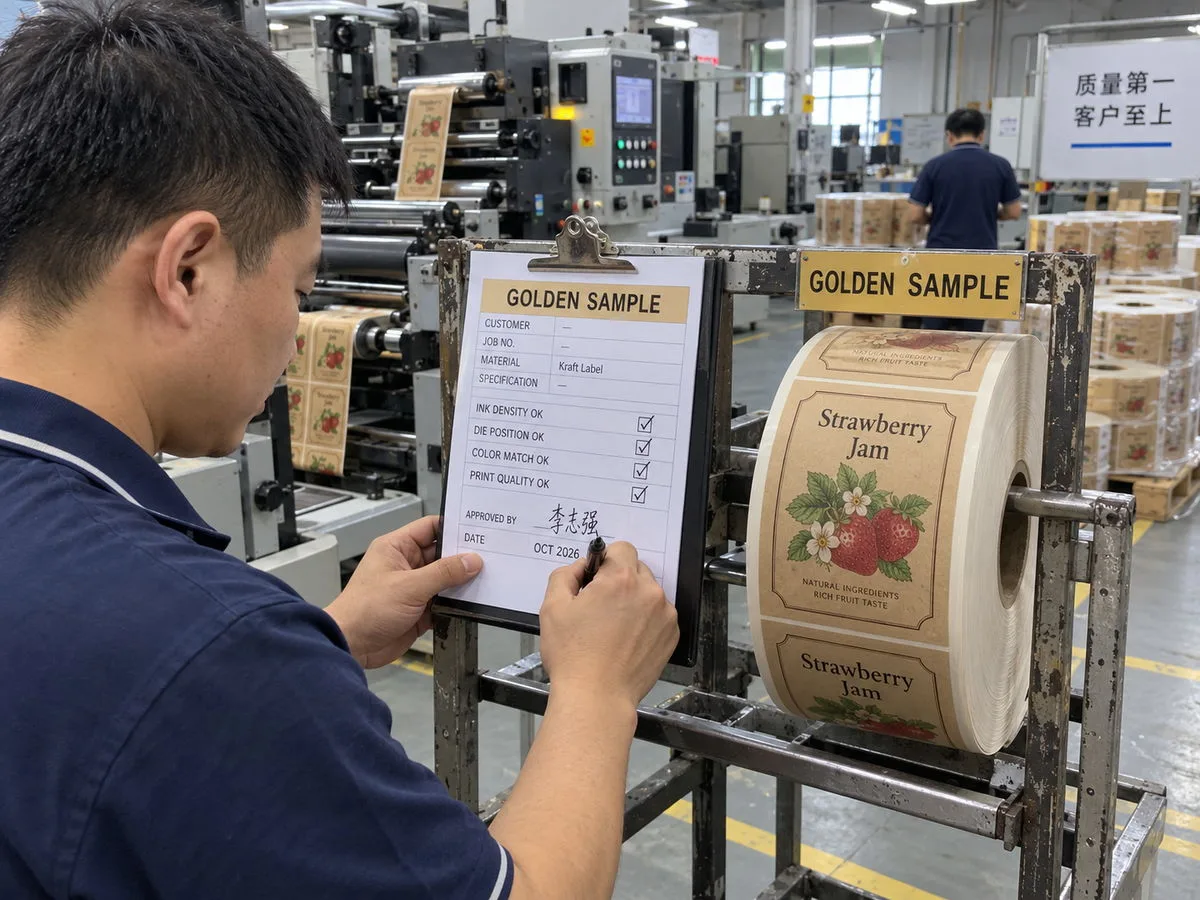 Golden sample sign off kraft label
