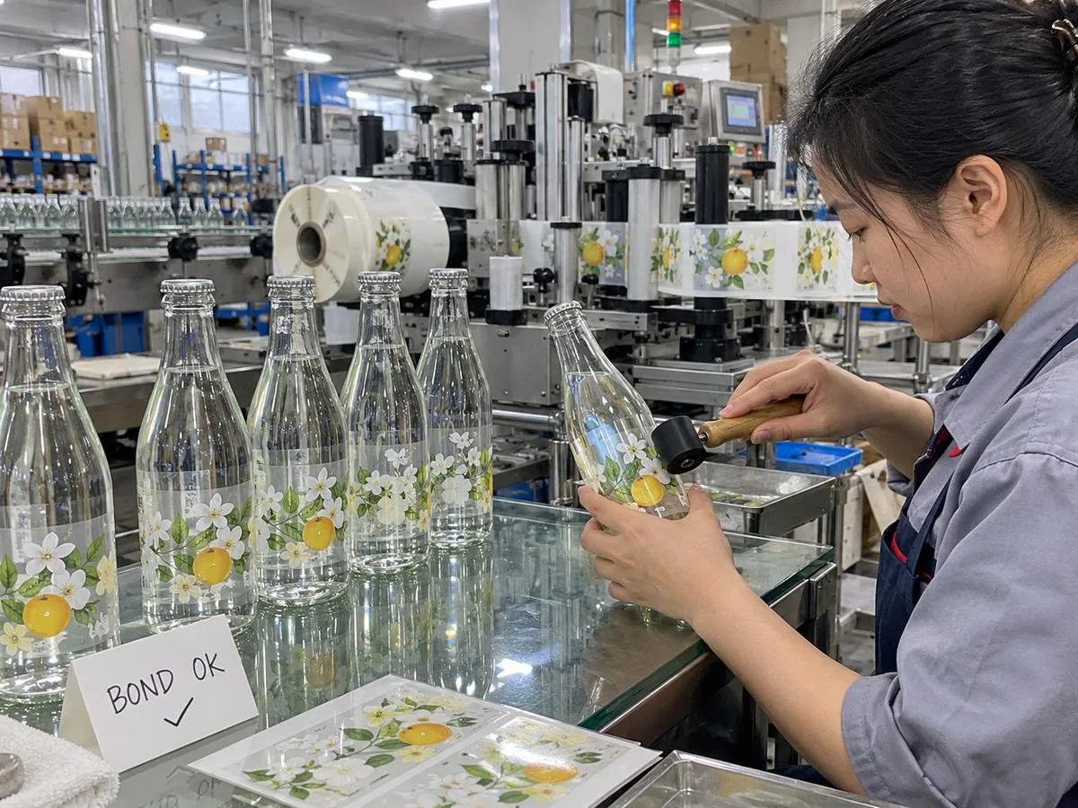 high surface energy glass bottle label bonding