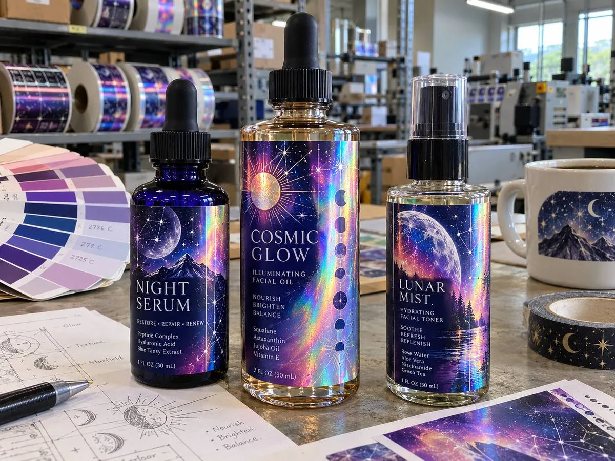 holographic serum bottle group skincare studio