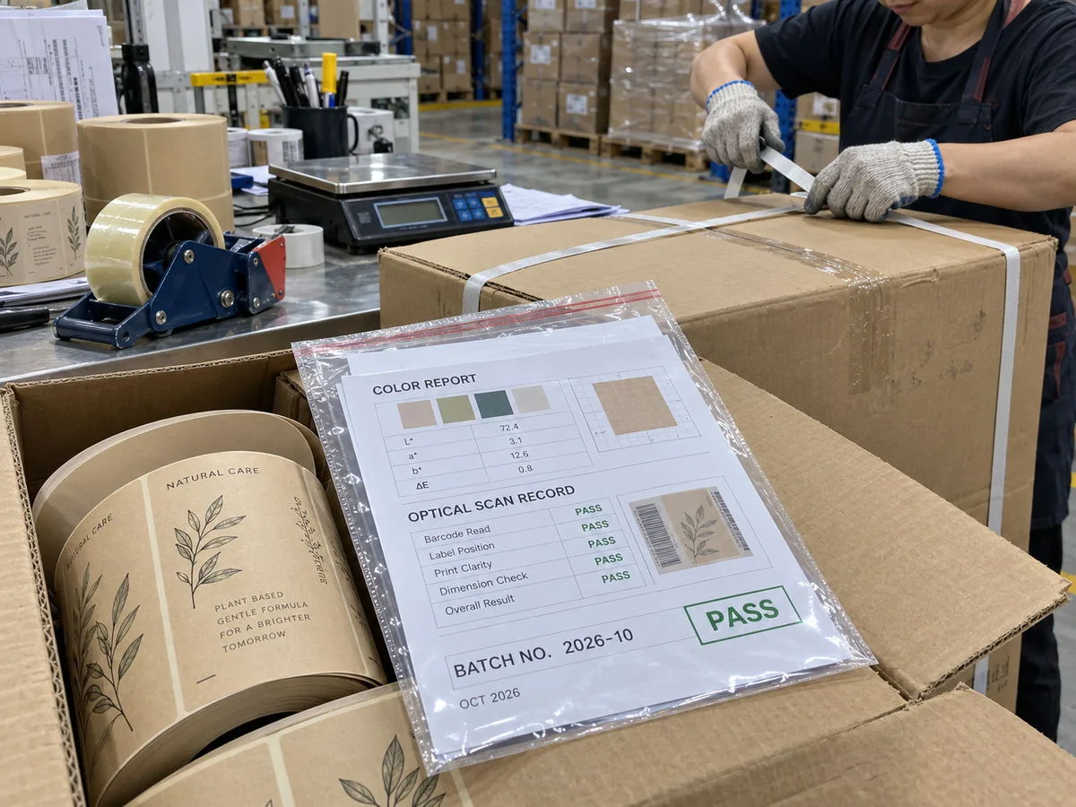 Kraft labels qc documents shipping carton