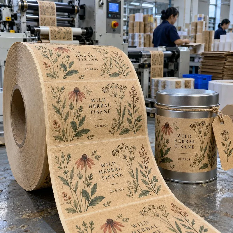 kraft paper herbal tea jar label material roll