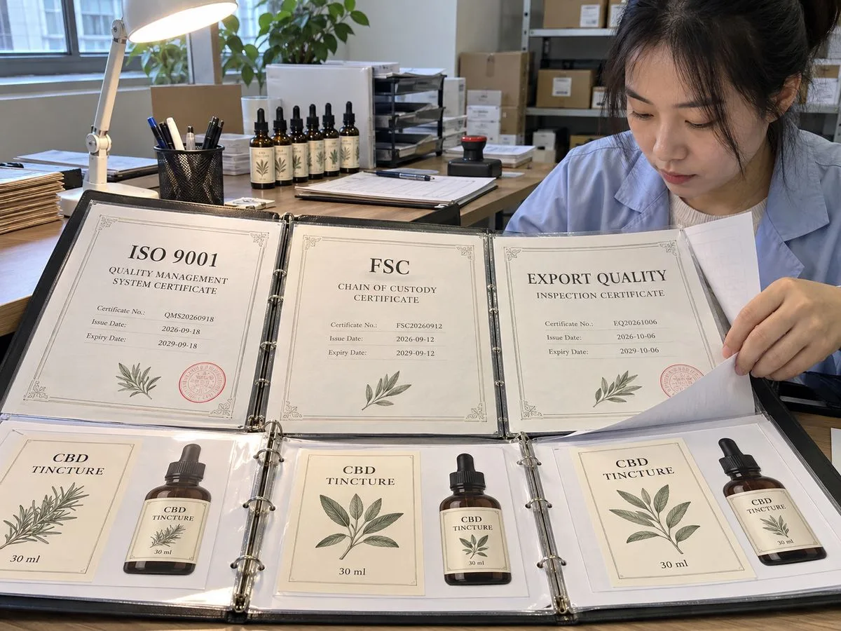 Label factory certificates quality documents