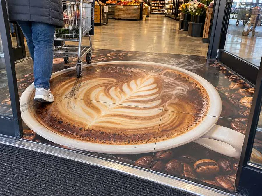 Large brand floor decal entrance