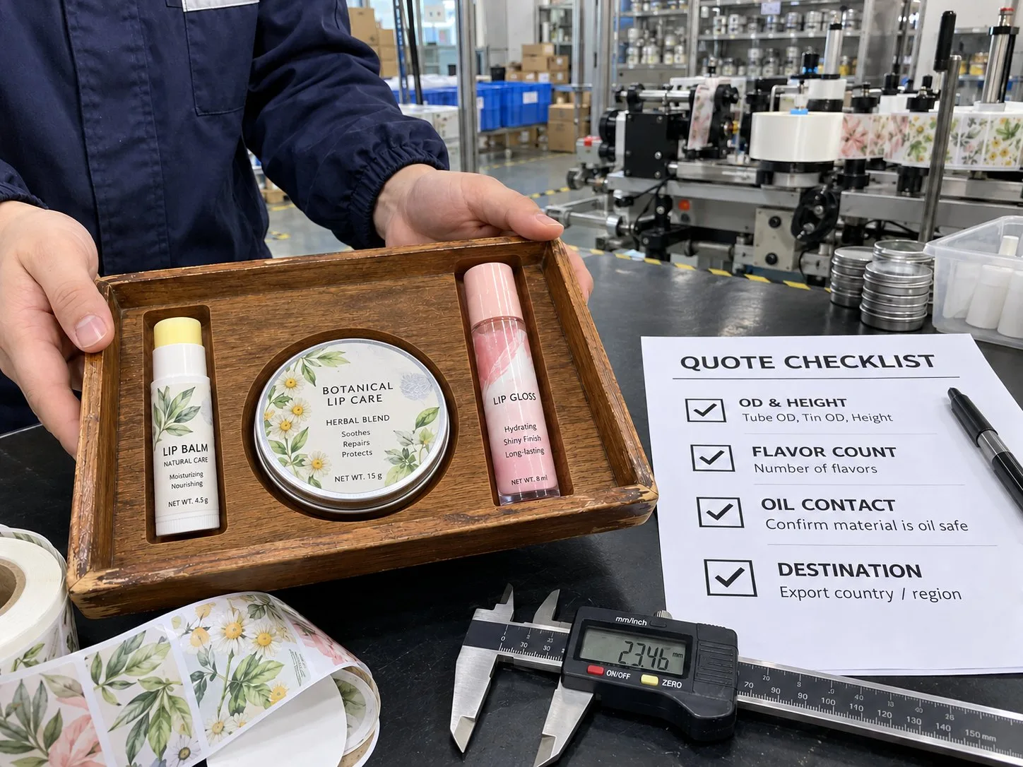 lip balm label samples quote checklist