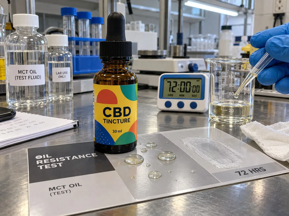 Oil resistant tincture label film