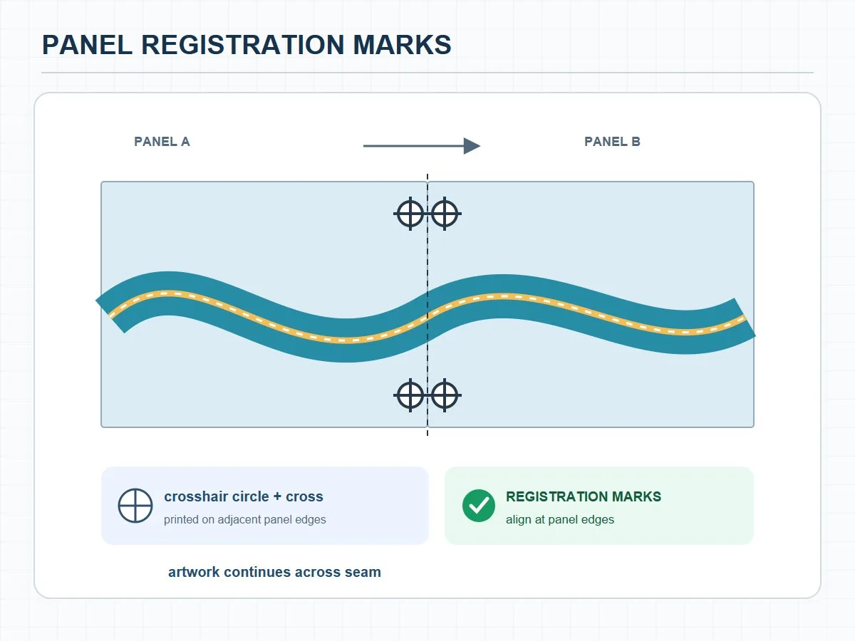 Panel registration marks diagram