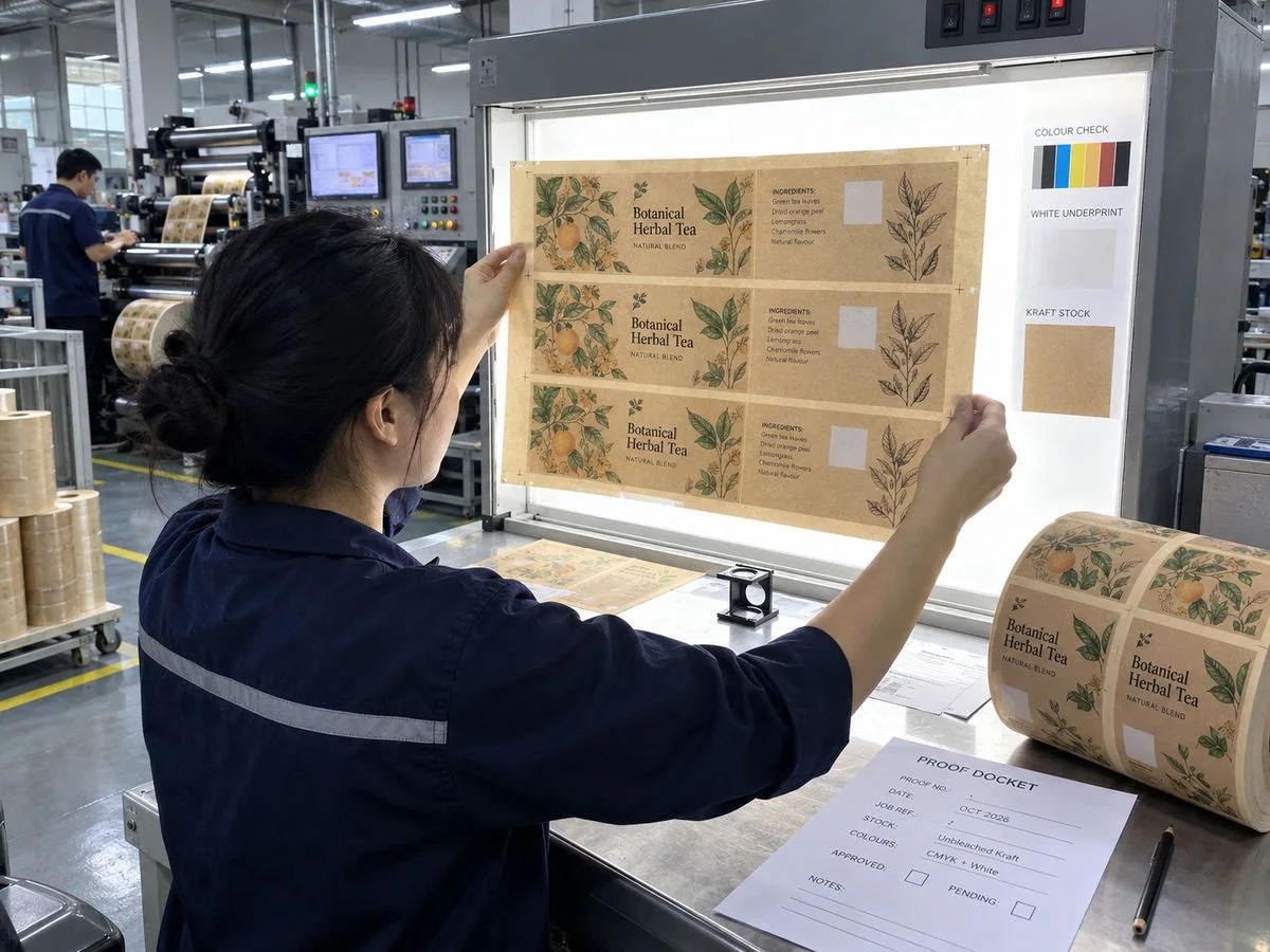 Physical proof kraft label stock