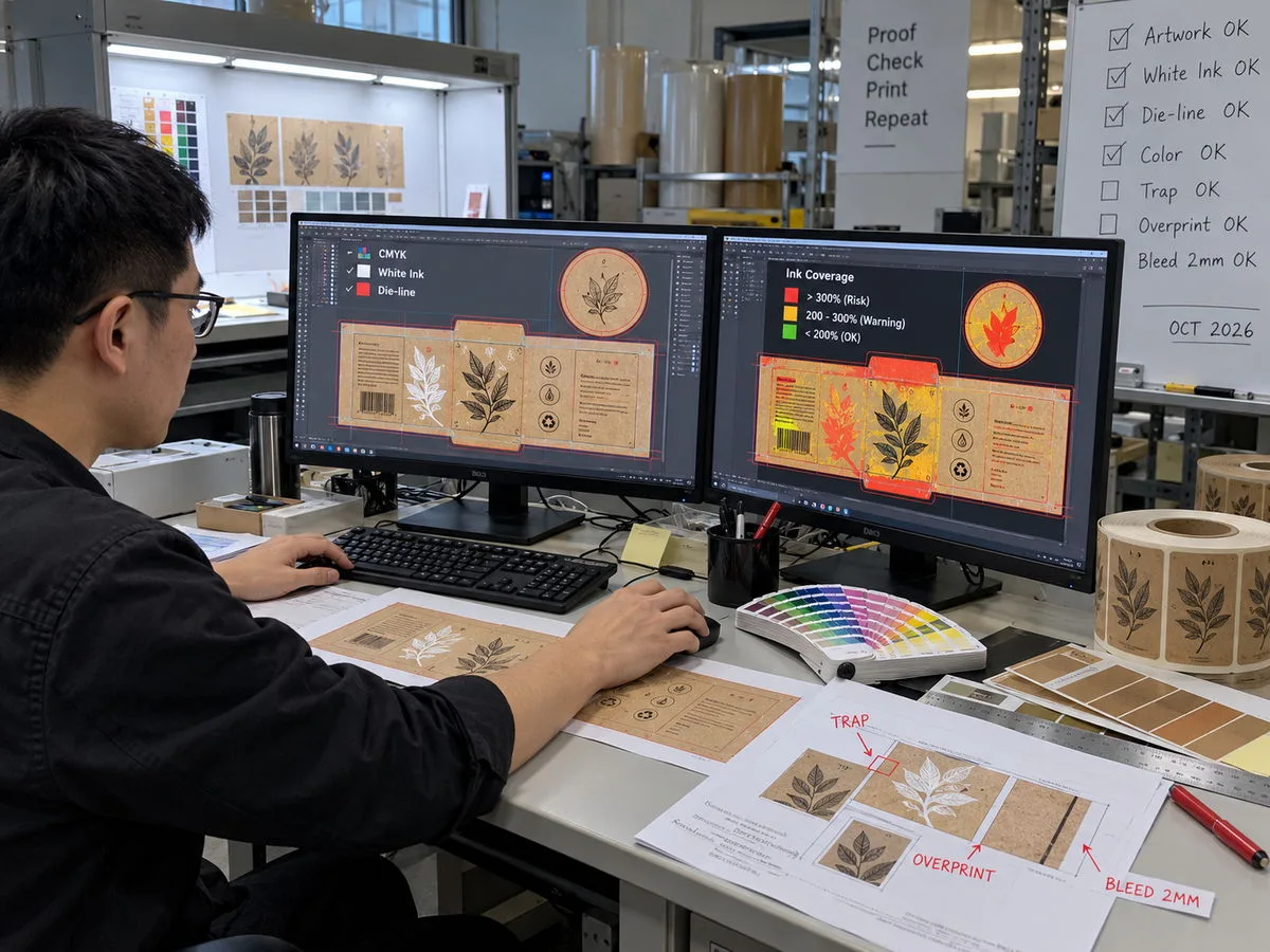Pre press artwork review kraft labels