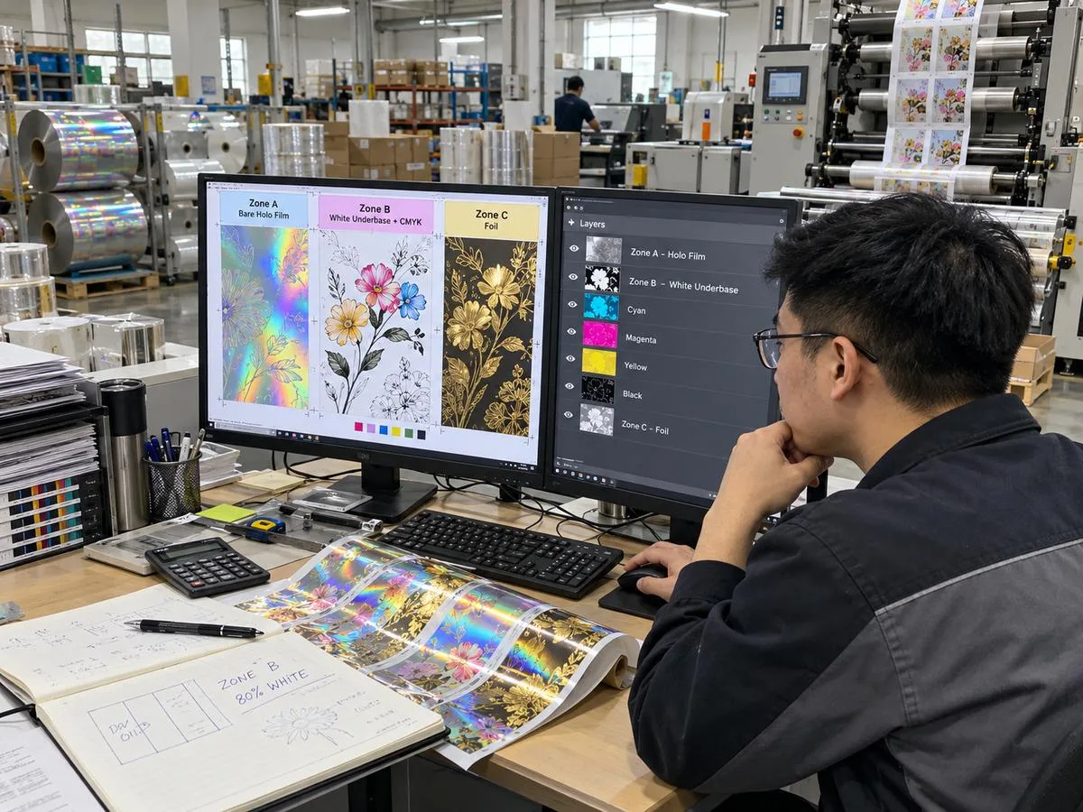prepress artwork zoning check screen holographic