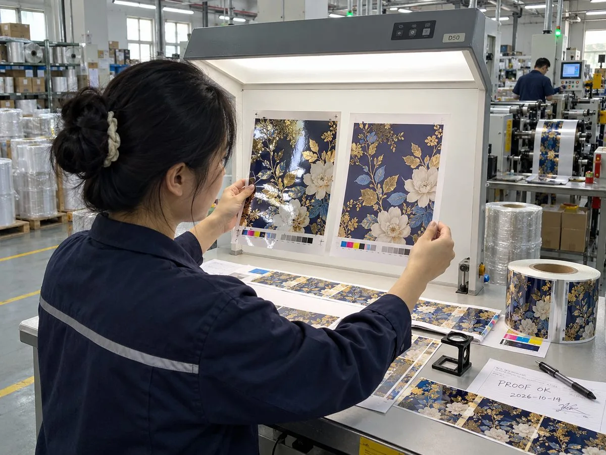 printed proof actual material press check label