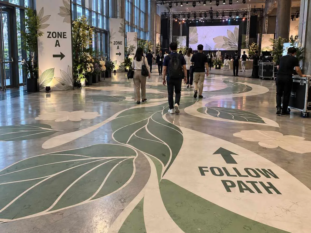 Product launch event floor branding