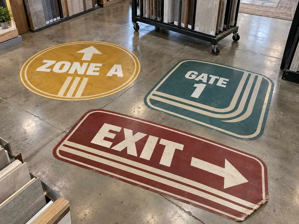 Round floor decal rounded corners traffic