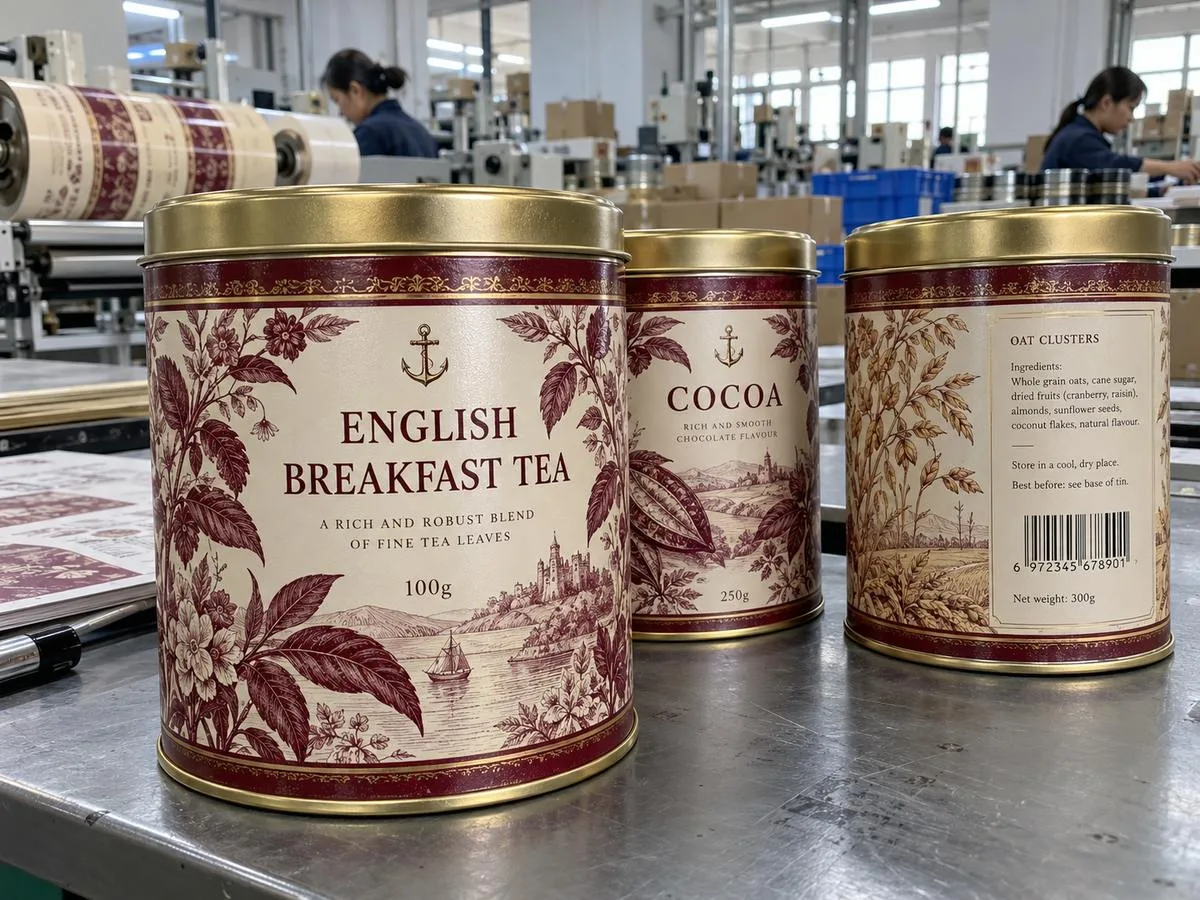 semigloss paper apothecary tea tin label