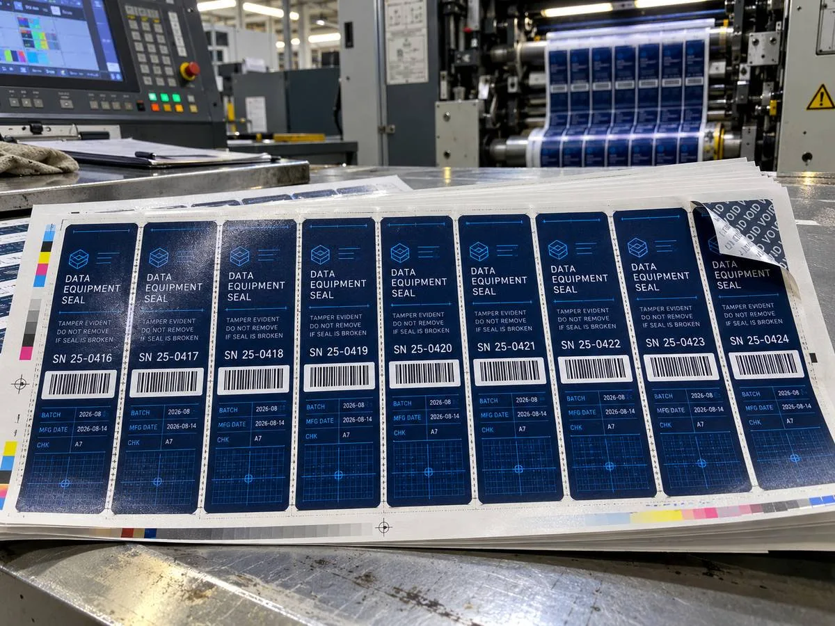 Sequential serial numbers printed across a seal run