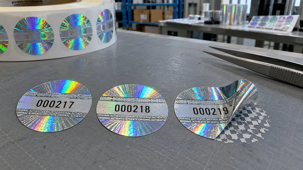 serial numbered security hologram seal sample
