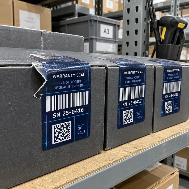 Serialized warranty seal with barcode