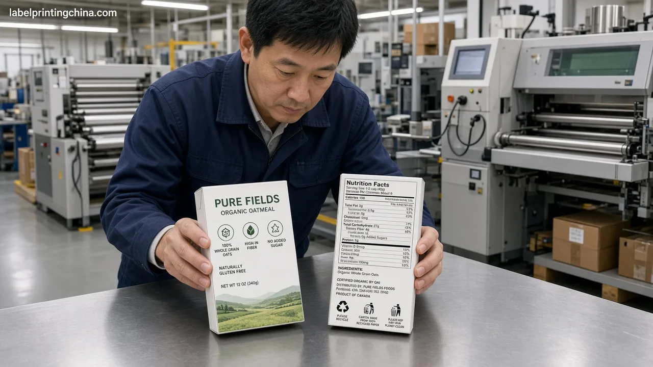 Comparing front claims and back nutrition panels on boxes