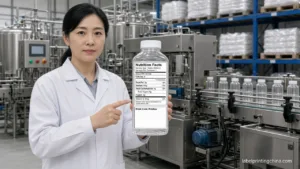 Technician Checking Blank Code Zone On Nutrition Label
