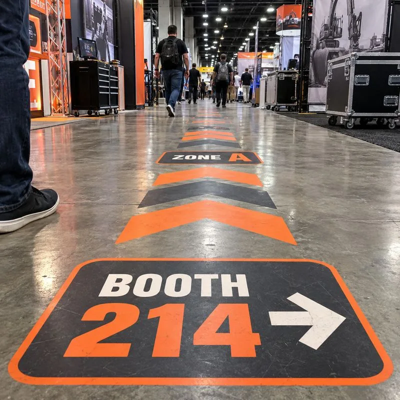 Trade show directional floor decal arrows