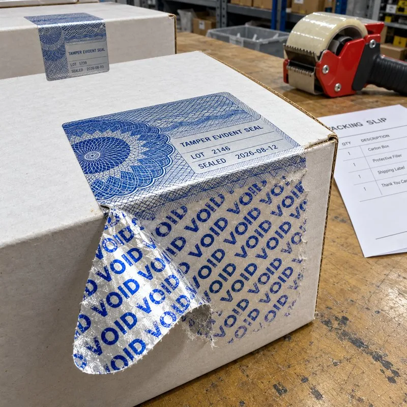 VOID message revealed on a removed security seal