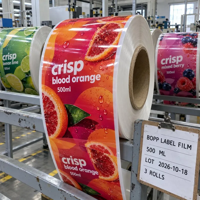white BOPP roll sample condensation beverage label
