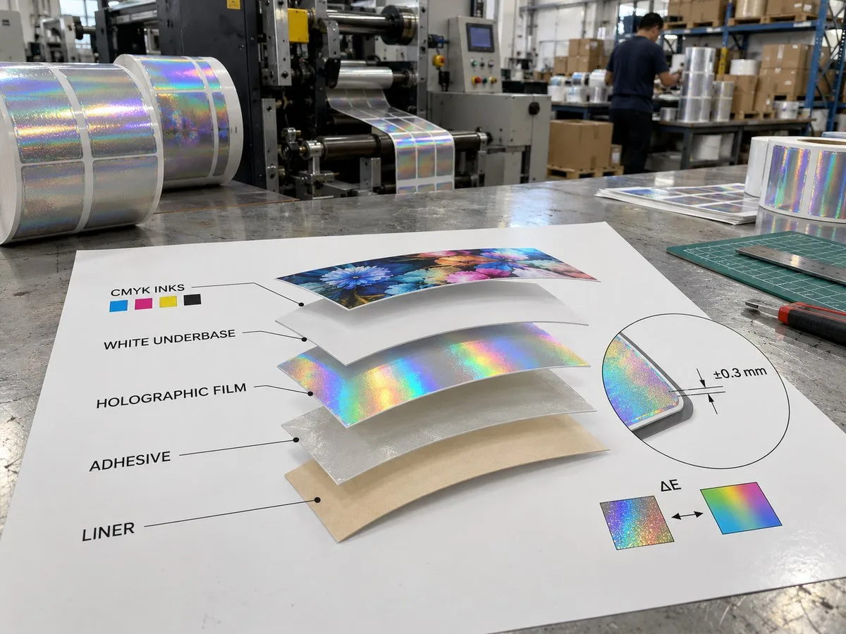 white ink underbase CMYK holographic film layers